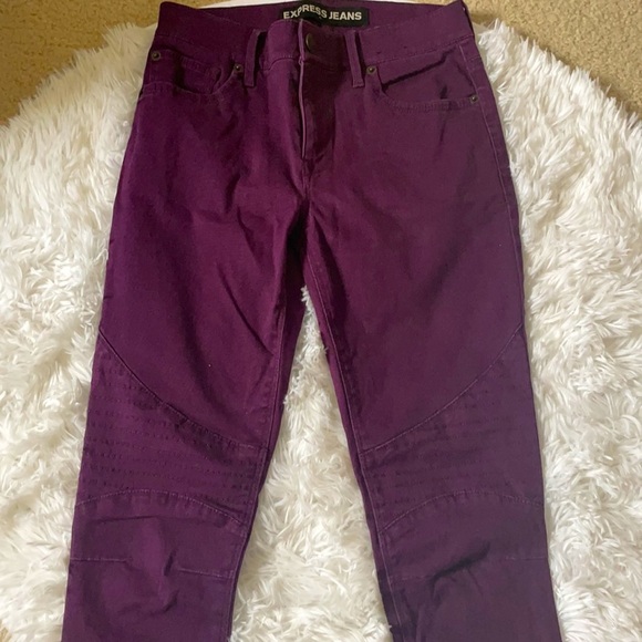 Express Motto Style Burgandy Skinny Jean Legging - Picture 2 of 6